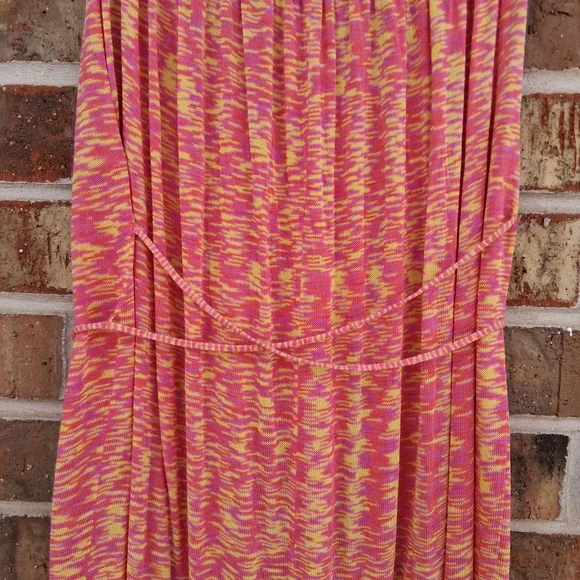 Free People Space Dye Tunic Dress Top Pink Yellow Sz.L Boho FP Spring Beach - Picture 6 of 13